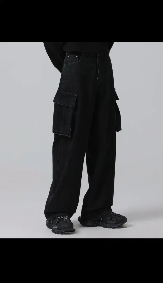 어반드레스 데님 팬츠 real wide cargo pants BLACK